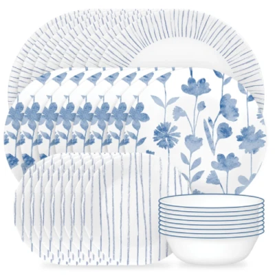 New Corelle Botanical Stripes 32-Piece Dinnerware Set, Service for 8 1146962