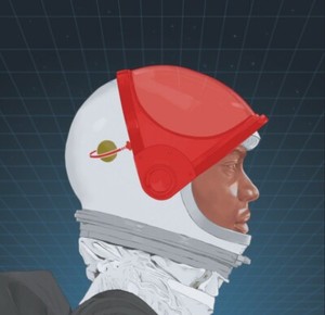 Original LEGO Art Space Police 1 visor up 8"x8" print