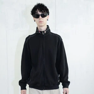 90's Vintage Bugatti cool ribbed zip up jacket in faded black - Picture 1 of 6