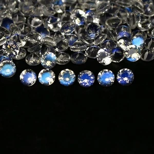Natural Blue Fire Rainbow Moonstone Lot 3x3 MM Round Shape Faceted Gemstone Lot - Picture 1 of 5