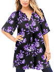 Roamans Tunic Blouse Top Purple Floral Crinkle Angelina 14 to 46 (US 12W to 44W)
