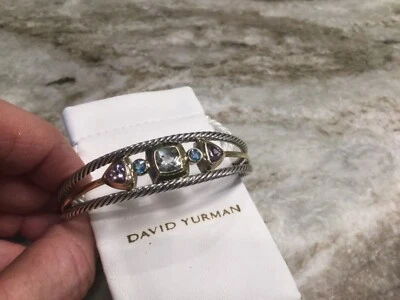 David Yurman Renaissance Cuff Bracelet with Prasiolite, Amethyst and Blue . NWOT - Image 1 of 4