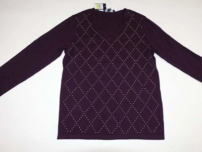 Suéter Tommy Hilfiger Para Mujer Cuello en V Mediano Nuevo con Etiquetas Pullover Rojo Vino 100% Algodón M Foto 1 de 4
