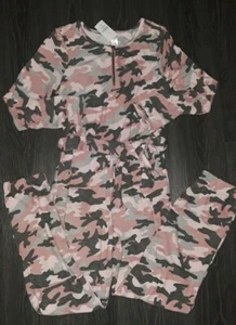 Girls justice cozy tie waist pink camo jumpsuit size 7 - Picture 1 of 3