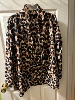 Кардиган на пуговицах Cuddl Duds Comfortwear флис леопард анималистический принт размер M - Изображение 1 из 4