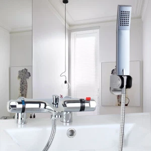 Juego de grifos mezcladores de ducha de mano para cubierta de baño termostático cromado de EE. UU. - Imagen 1 de 10