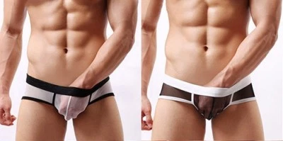 SLIP STRING NOIR BLANC M L XL TRANSPARENT SEXY HOMME THONG MAN UNDERWEAR UOMO - Bild 1 von 4