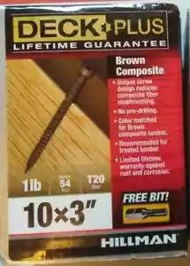 Deck Screws , Deck Plus Brown Composite #10 x 3" - 1 lb. Box - Picture 1 of 3