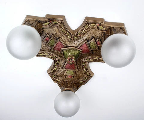 30's Antique Vintage Art Deco Cast Iron Ceiling Light Fixture INCREDIBLE! Cover