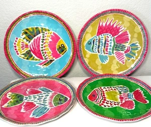 Pier 1 Imports Melamin Fisch Salat Teller 4er Set Mehrfarbig 8 3/4 Zoll - Bild 1 von 6