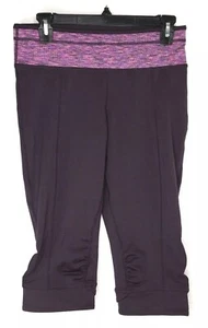 PrAna Alyson Knicker Ruched Cropped Capri Leggings Purple Workout Yoga Size S - Picture 1 of 7