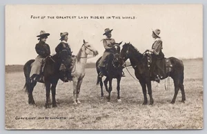 Western RPPC Postcard, Martin: Four Greatest Lady (Horse) Riders In The World - Picture 1 of 2