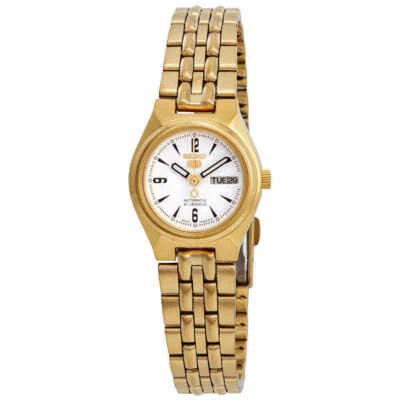 Reloj para mujer Seiko 5 SYMA22 automático esfera blanca dorado acero inoxidable SYMA22K1 Foto 1 de 4