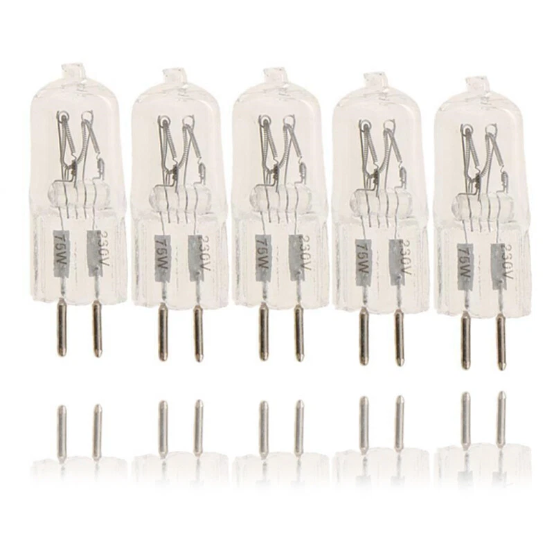 5x Halogen Bulb G4 230V 75W Warm White Lamp Dimmable G5.3 Pen Base Lamp - Image 1 of 4