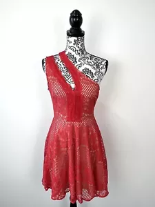 NEW Style Stalker Womens Dress Rose Red Elliot Circle Fit Flare Mini Cocktail M - Picture 1 of 14