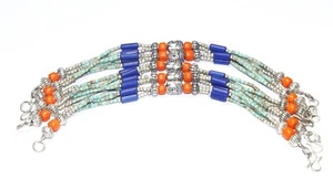 Tibetan Turquoise Lapis Amber Gemstone Handmade Nepali Bracelet Size 7.8 Inches - Picture 1 of 4