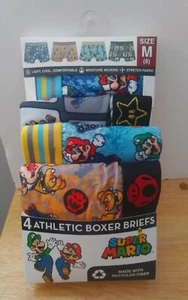 Super Mario Boys Athletic Boxer Briefs Underwear Size M (8) 4 Pack - Picture 1 of 2