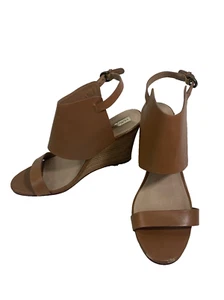 Halogen Womans  Shoes Brown  3.5 in  Wedge Heels Leather with Straps Size 8 M - Picture 1 of 17