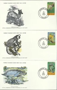 IVORY COAST 1979 WORLD WILDLIFE FUND ILLUSTRATED FIRST DAY COVERS - Picture 1 of 2
