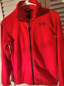 NORTH FACE Boys M 10-12 Red Full Zip Fleece Jacket - Picture 1 of 4