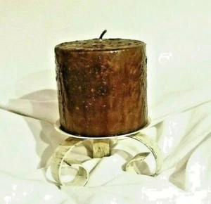 2" T Rustic Primitive Black Dish Black Metal Candle Holder For Pillar Candles - Picture 1 of 9