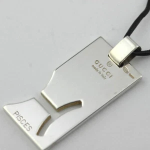 GUCCI Pisces Star Sigh Horoscope Necklace 20" Silver 925 Auth #2427 - Imagen 1 de 6