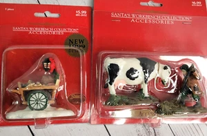 Banco da lavoro Babbo Natale accessori villaggio di Natale vintage 1999 carrello pesce e mucca con ragazzo - Foto 1 di 9
