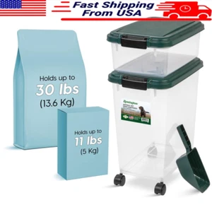 Airtight Pet Food Container W/ Scoop Durable Dog Cat Storage Bin Easy Access New - Picture 1 of 9