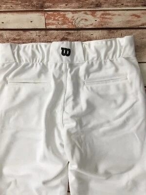 Nuevo sin etiquetas Pantalones de béisbol Wilson Youth XL blancos con cremallera elástica cinturón lazo BxG Foto 1 de 4