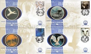 BS1-4 BENHAM SILK 2000 FIRST DAY COVERS FDC MILLENNIUM ABOVE & BEYOND - Bild 1 von 1