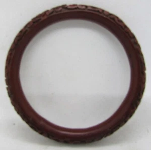 Antique Chinese 1890-1910 Victorian Era Carved Floral Bracelet In Cinnabar  - Picture 1 of 5