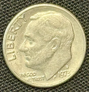 Moneda de diez centavos Roosevelt 1973 D Mint Mark circulada - Imagen 1 de 4
