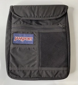 Vintage Jansport Laptop Bag/Case Insert Zip Pocket Book Tablet Black Logo Rare - Picture 1 of 6