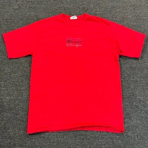 Y2k Champion Men's Blank Center Logo Essential Shirt Red Size XL - Picture 1 of 11