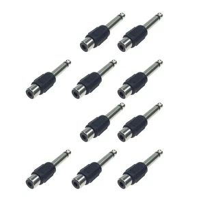 10PCS RCA Female Jack To 6.3mm 1/4" Male Mono Plug Audio Adapter Connector - Picture 1 of 8