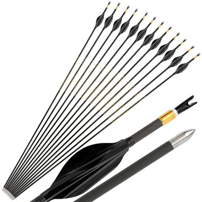 31" Pure Carbon Arrows Spin Vanes ID4.2 SP700-1000 Recurve Compound Bow Hunting - Image 1 of 4