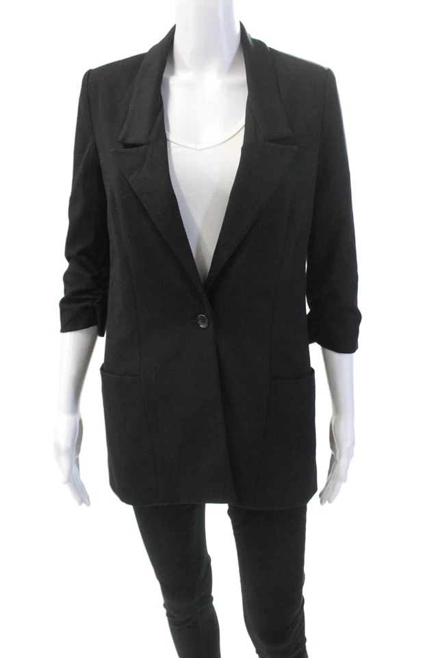 Blazer Elizabeth and James Mujer Un Botón Manga Acanalada Forrado Negro Talla 2 Foto 1 de 4