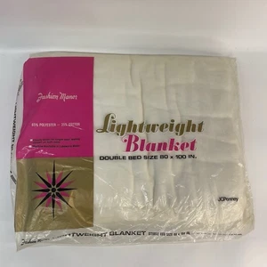 Vintage NOS Fashion Manor Lightweight Blanket Double Bed Size 80x100in JCPenney - Picture 1 of 3