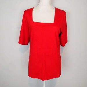 Top modal elástico cuello cuadrado rojo Akris Punto para mujer talla 14 - Imagen 1 de 10
