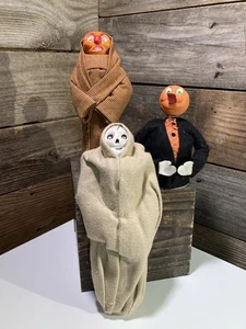 3- Handmade C.Mark Candy Holder Primitive Halloween Goblin 1995 - Picture 1 of 9