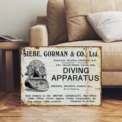 Vintage Siebe Gorman Scuba Diving Deep Sea Diver Advertising Sign - Image 1 of 3