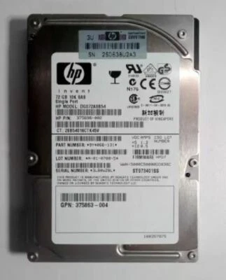 HP 72GB 10K SAS 2.5" SP HDD DG072A8B54 375696-002 9Y4066-131 ST973401SS HPD7 - Image 1 of 4