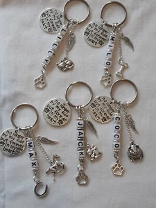 Personalised Pet Memorial Keyring Dog,Cat,Rabbit,Guinea pig, Horse - Picture 1 of 8