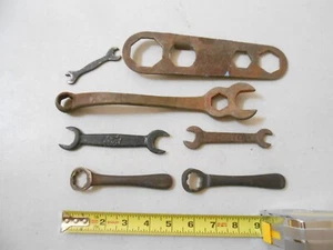 RARE LOT SET OF 7 FORD WRENCH SCRIPT ANTIQUE CAR TOOL MODEL OPEN A CLOSED END F - Picture 1 of 8