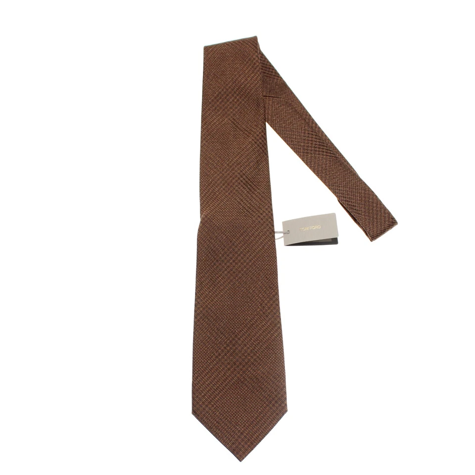 Tom Ford NWT Neck Tie in Brown/Black/Tan Plaid 100% Silk Made in Italy - Image 1 of 4