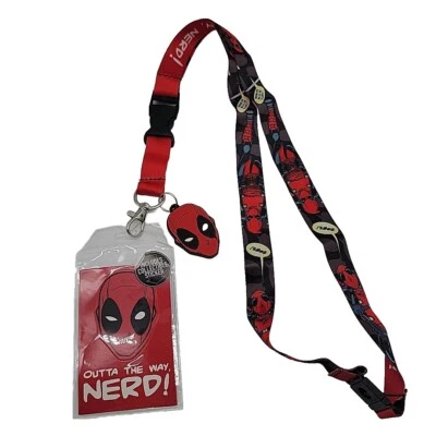 Deadpool Lanyard ID Badge Holder Marvel Comics Detachable Outta The Way Nerd - Image 1 of 4