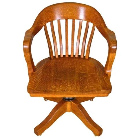 Antique Oak Lawyers Bankers Office Chair Tilt & Swivel #21737 Cover