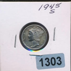 MERCURY SILVER DIME - 1945-S - AU-UNC TONED - #1303 - Picture 1 of 2