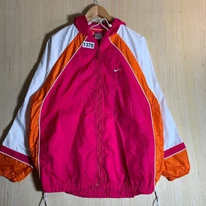 Vintage Nike Jacket Youth Size Large Pink Long Sleeve Girls Full Zip Up Grey Tag - Picture 1 of 12