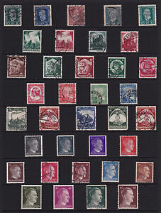 German Stamps Third Reich Issues from Old album Includes Hitler Heads GCV